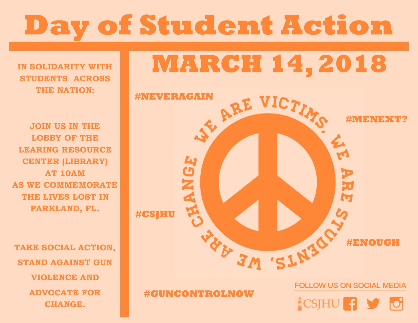 Day of Student Action - March 14, 2018 - Event Flyer